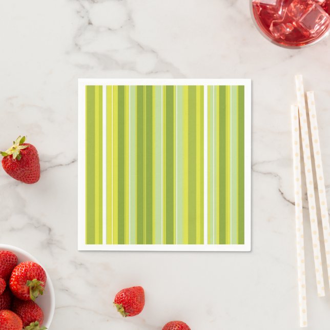 Paper Napkins, Green Yellow White Stripe Napkins (Insitu)