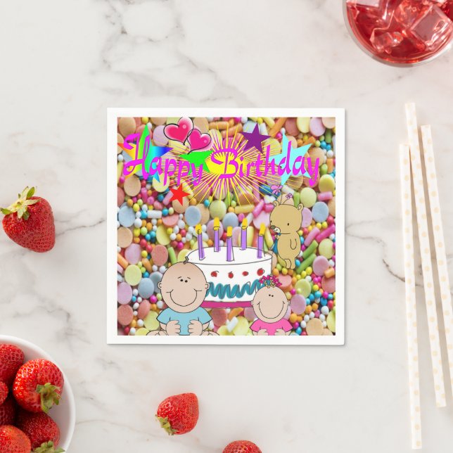 Paper Napkins, Happy Birthday Baby Babies Napkins (Insitu)