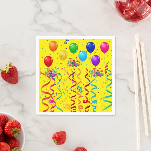Paper Napkins, Happy Birthday Balloons Napkins (Insitu)