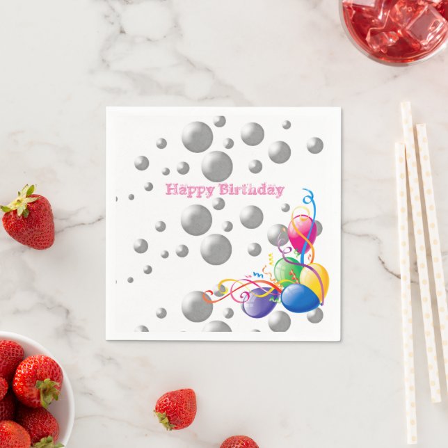 Paper Napkins, Happy Birthday Balloons Napkins (Insitu)