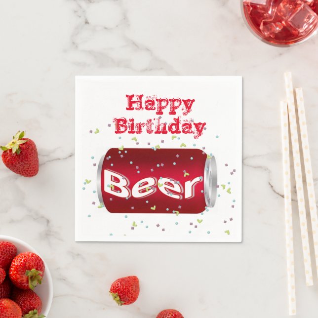 Paper Napkins, Happy Birthday Beer Napkins (Insitu)