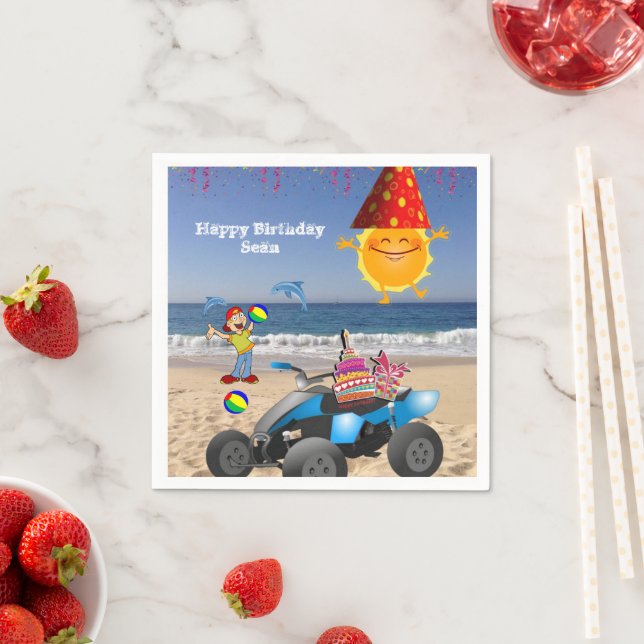 Paper Napkins, Happy Birthday Boy Beach Sun Napkins (Insitu)