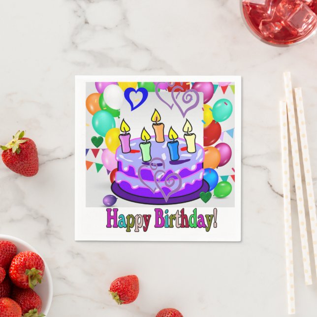 Paper Napkins, Happy Birthday Cake Napkins (Insitu)