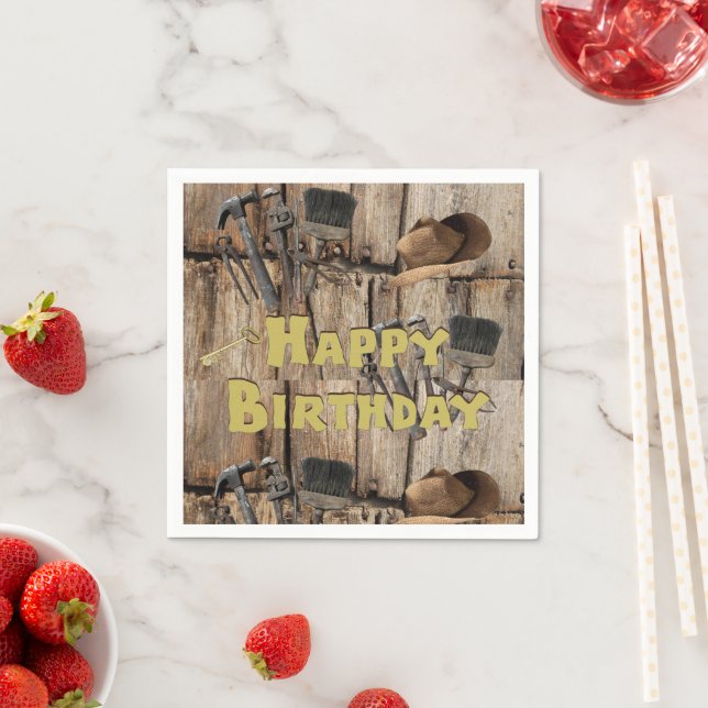 Paper Napkins, Happy Birthday Construction Tools Napkins (Insitu)