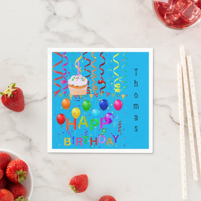 Paper Napkins, Happy Birthday Cupcake Napkins (Insitu)