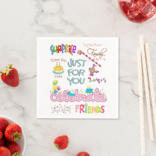 Paper Napkins, Happy Birthday Friends Family  Napkins