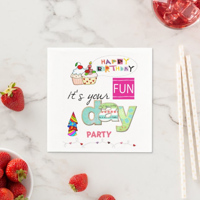 Paper Napkins, Happy Birthday FUN Cupcake Napkins (Insitu)