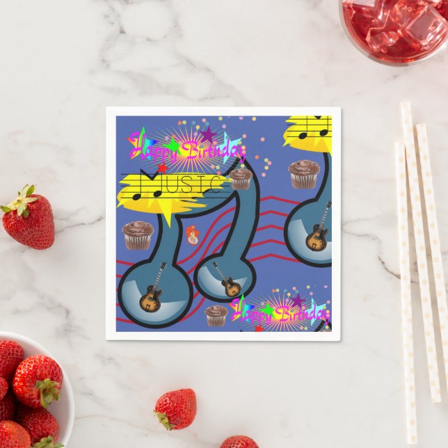 Paper Napkins, Happy Birthday Music Guitar Napkins (Insitu)