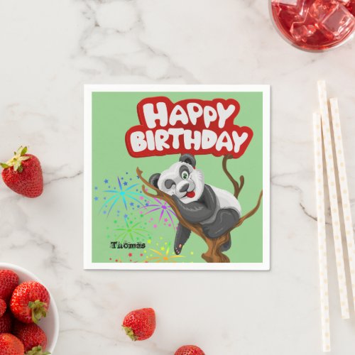 Paper Napkins Happy Birthday Panda Bear Napkins