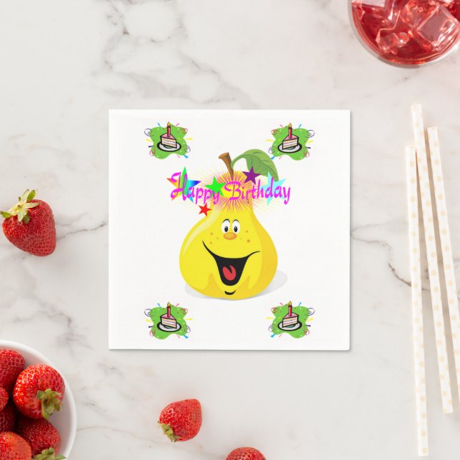 Paper Napkins, Happy Birthday Pear Cakes Napkins (Insitu)