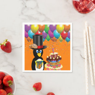 Paper Napkins, Happy Birthday Penguin Napkins