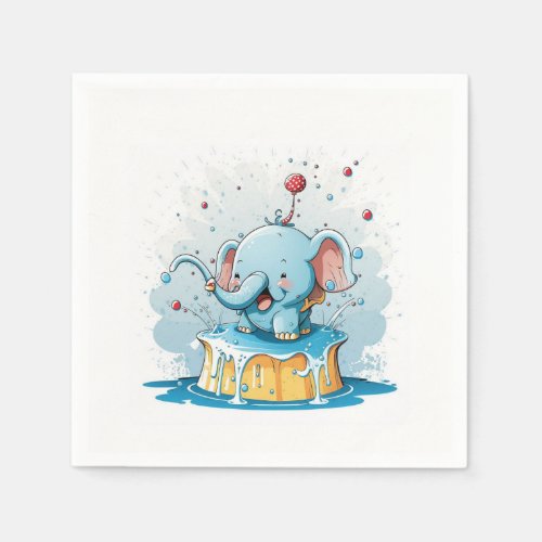 Paper Napkins Happy Blue Elephant 