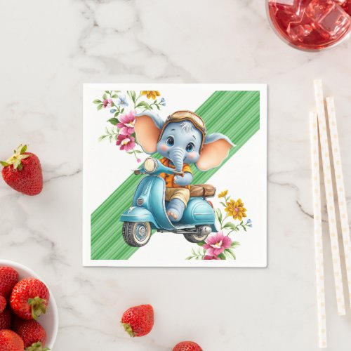 Paper Napkins, Happy Blue Elephant Scooter 