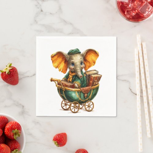 Paper Napkins, Happy Gold Elephant Vintage