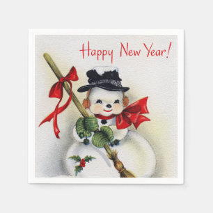 Paper Napkins Happy New Year's Eve Snowman