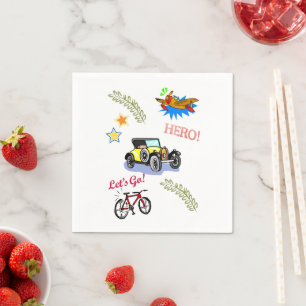 Paper Napkins, Hero Bicycle Car Airplane Napkins
