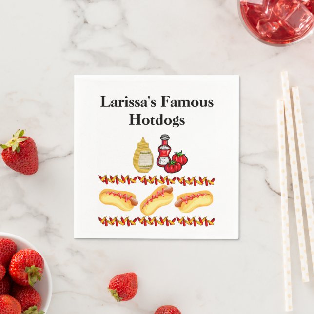 Paper Napkins, Hotdogs, Ketchup Mustard Food  Napkins (Insitu)