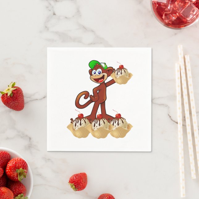 Paper Napkins, Ice Cream Monkey Napkins (Insitu)