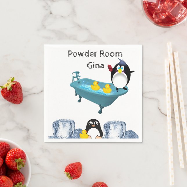 Paper Napkins, Ice Penguin Yellow Ducks Bathtub Napkins (Insitu)
