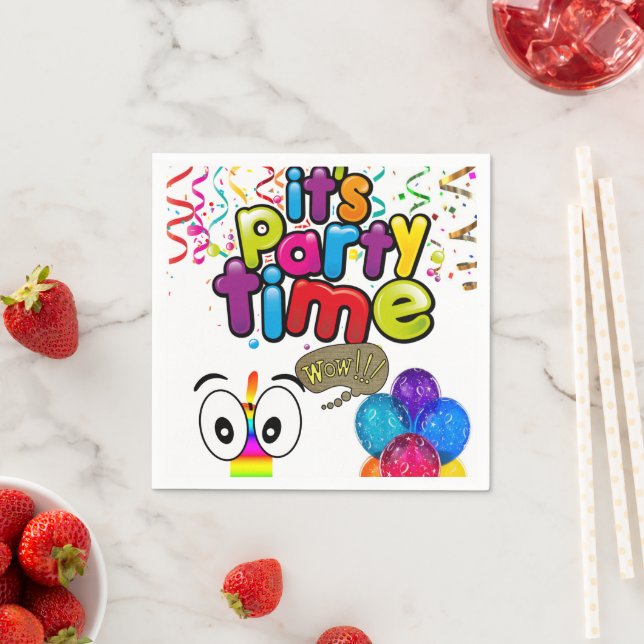 Paper Napkins, It's Party Time Happy Birthday Napkins (Insitu)