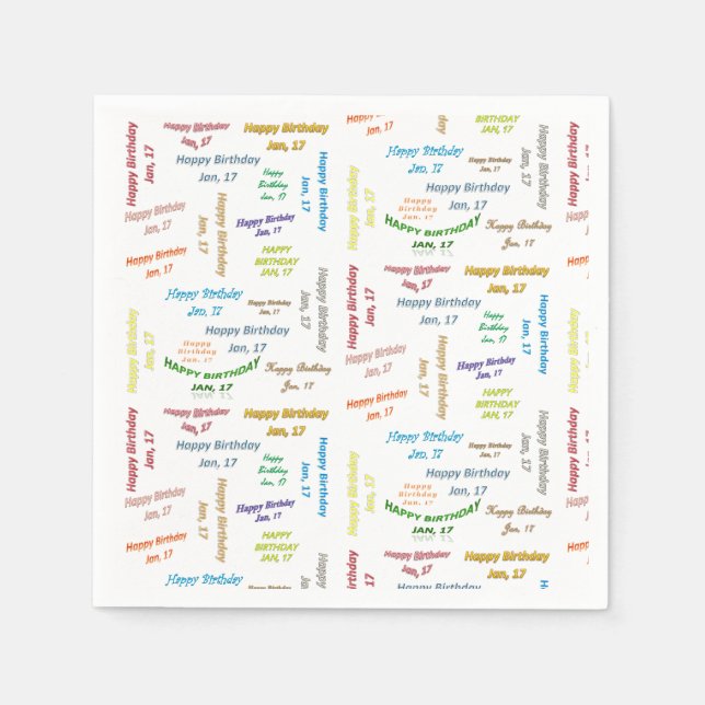 Paper Napkins January, 17 Birthday (Front)