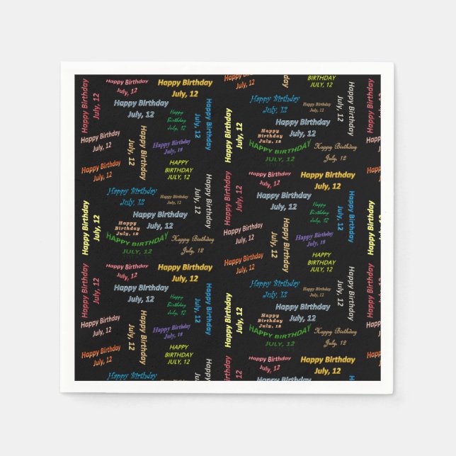 Paper Napkins July, 12 Birthday (Front)