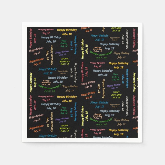 Paper Napkins July, 18 Birthday (Front)