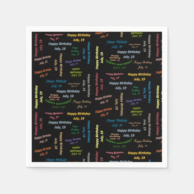 Paper Napkins July, 19 Birthday (Front)