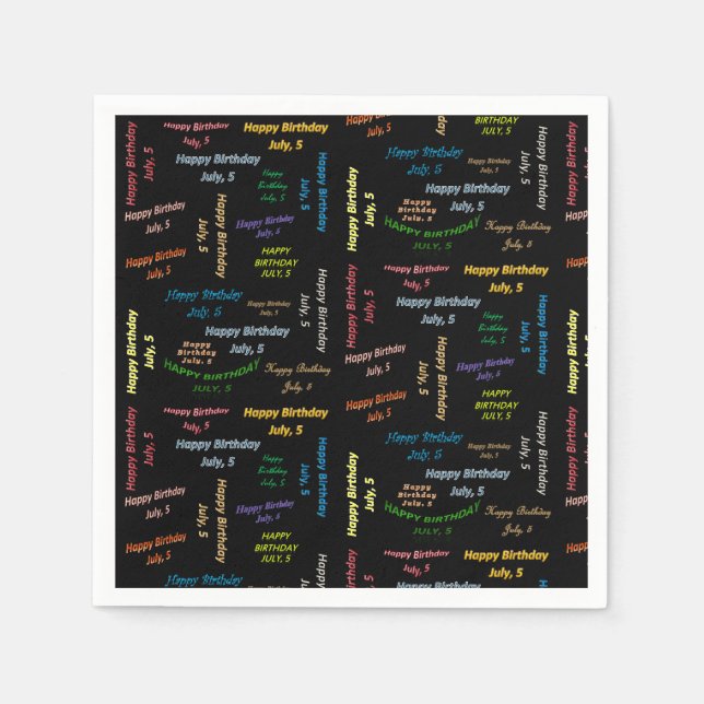 Paper Napkins July, 5 Birthday (Front)