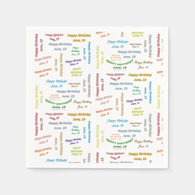 Paper Napkins June, 19 Birthday (Front)