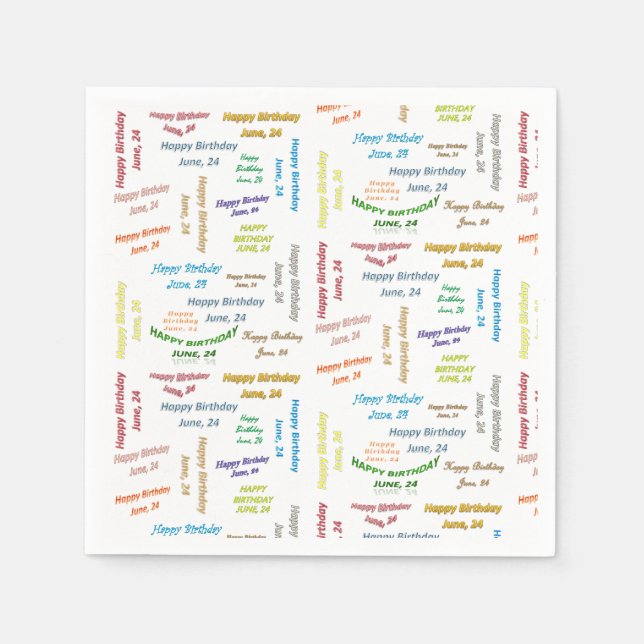 Paper Napkins June, 24 Birthday (Front)