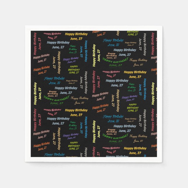 Paper Napkins June, 27 Birthday (Front)