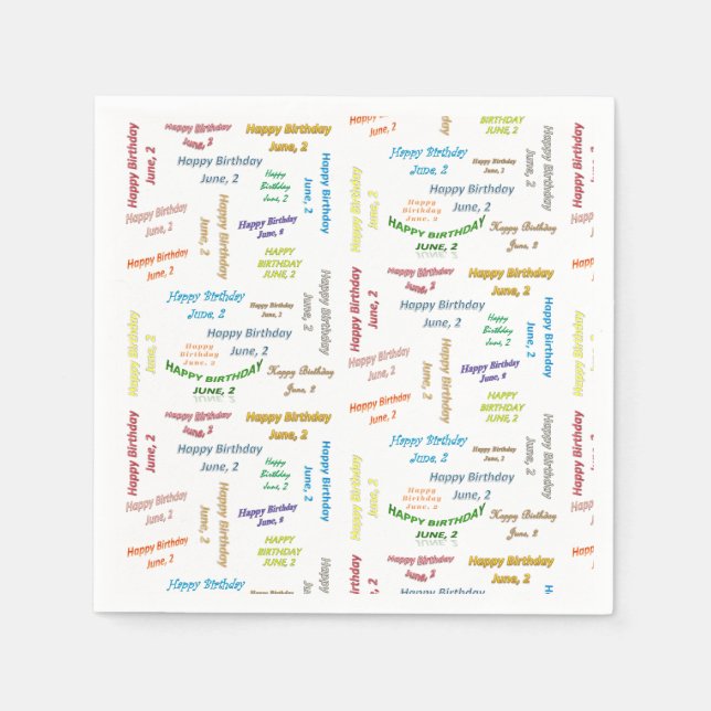 Paper Napkins June, 2 Birthday (Front)