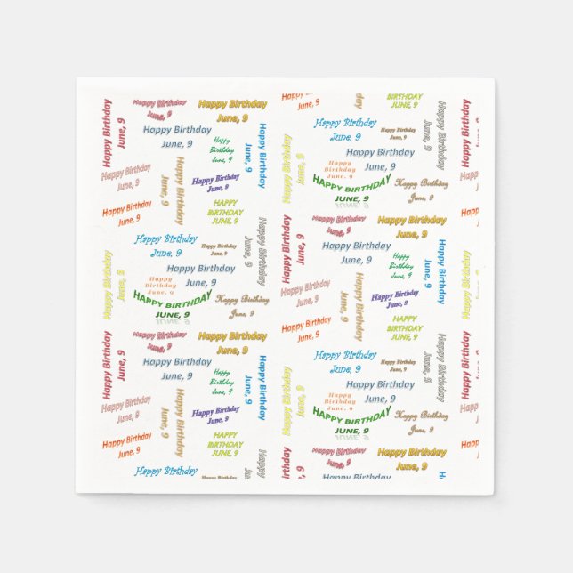 Paper Napkins June, 9 Birthday (Front)