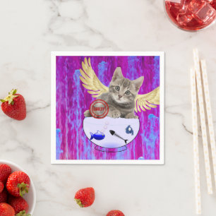 Paper Napkins, Kitten Fish Guilty Wings Napkins