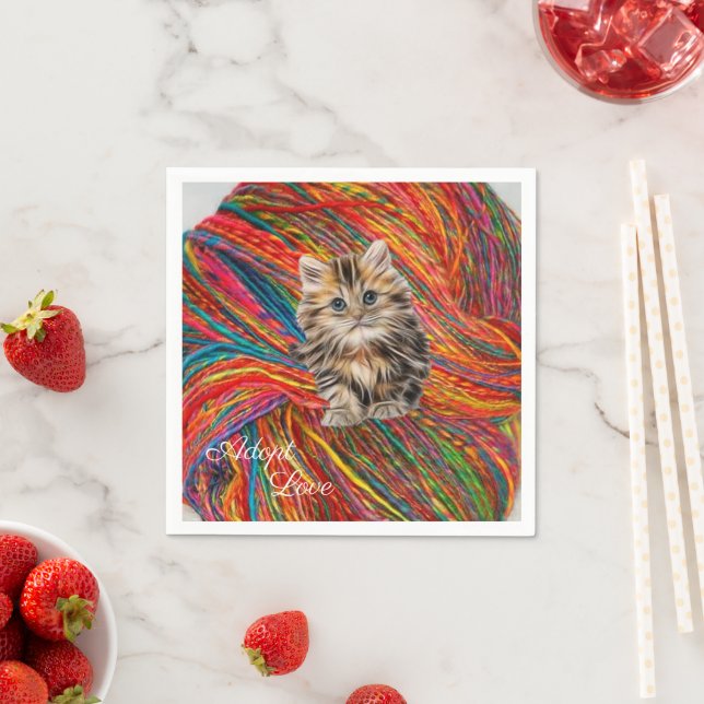 Paper Napkins, Kitten Yarn Napkins (Insitu)
