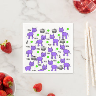 Paper Napkins, Kittens Purple Cats Napkins