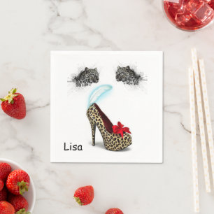 Paper Napkins, Leopard Heels Napkins