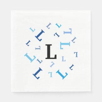 Paper Napkins (lg) - Jumbled Blue Letters