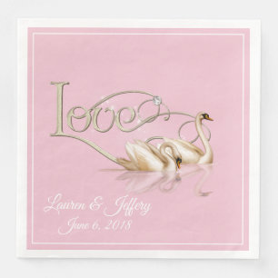 Paper Napkins-Love Swans Paper Dinner Napkins
