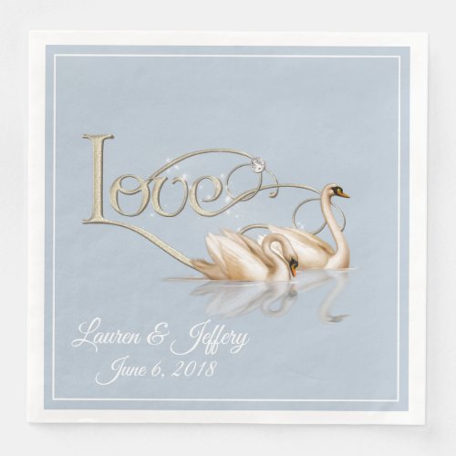 Paper Napkins_Love Swans Paper Dinner Napkins