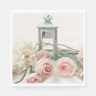 Paper Napkins: Lovely Pink Peonies and Roses Napki Napkins