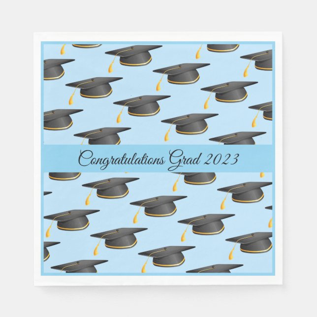 Paper Napkins-Luncheon Size-Graduation Cap Napkins (Front)