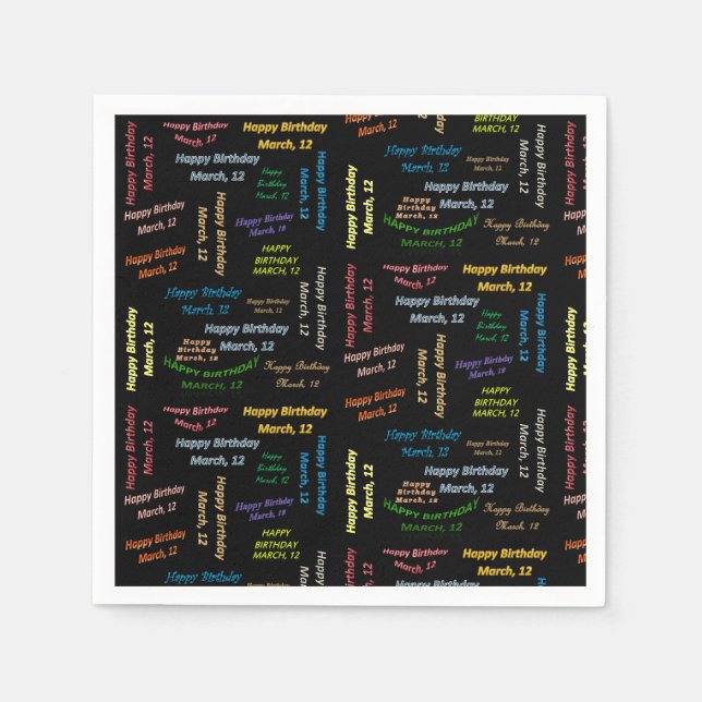 Paper Napkins March, 12 Birthday (Front)