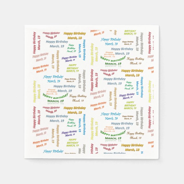 Paper Napkins March, 19 Birthday (Front)