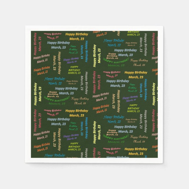 Paper Napkins March, 23 Birthday (Front)