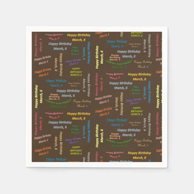 Paper Napkins March, 6 Birthday (Front)