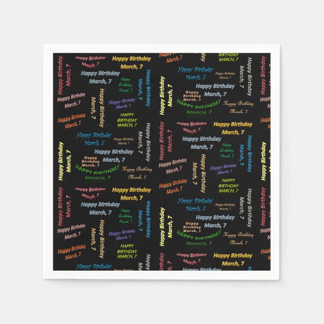 Paper Napkins March, 7 Birthday (Front)