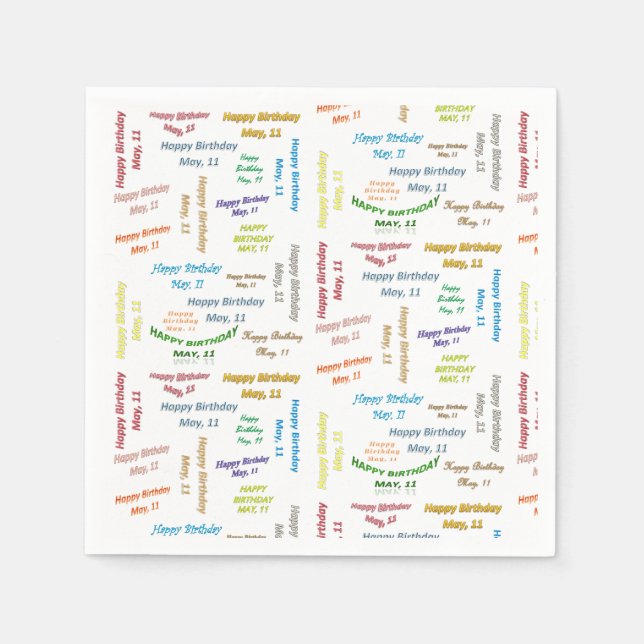 Paper Napkins May, 11 Birthday (Front)