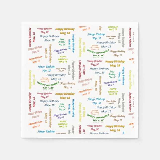 Paper Napkins May, 18 Birthday (Front)